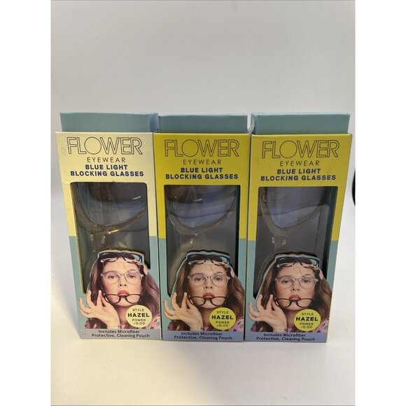 (3)Flower Eyewear Blue Light Blocking Glasses, Style: Hazel Power: +0.00 - Picture 1 of 4